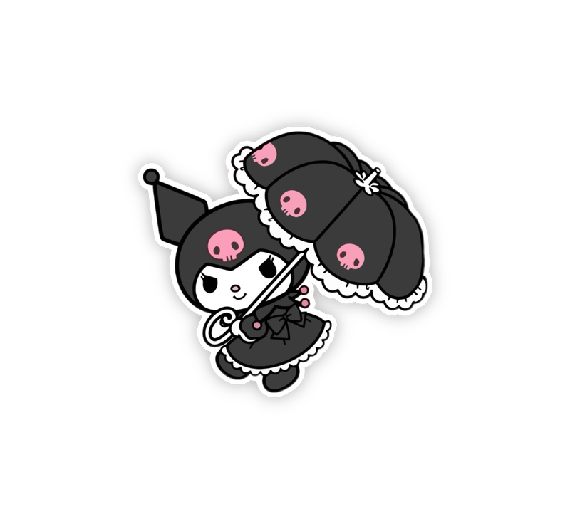 Hình dán sticker Kuromi cute đáng yêu cầm ô màu đen