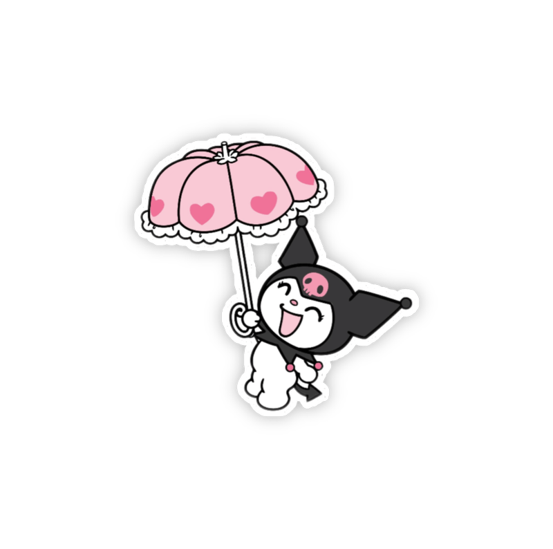 Hình dán sticker Kuromi đáng yêu cầm chiếc ô hồng