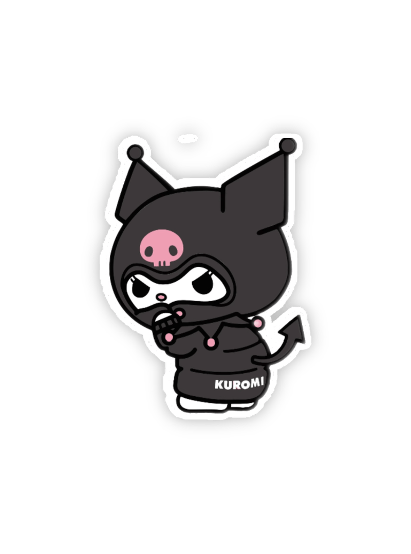 Hình dán sticker Kuromi đeo mặt nạ đen bí ẩn