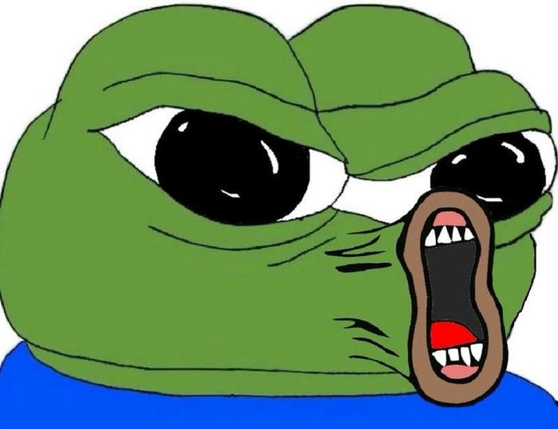 Hình ếch xanh há mồm cực lầy lội meme