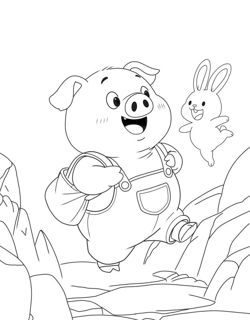 Hình heo con đáng yêu cho bé học tô màu