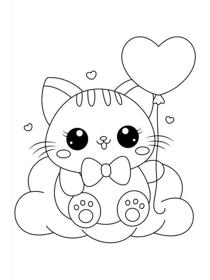 Hình minh họa mèo nhỏ trong trang tập tô