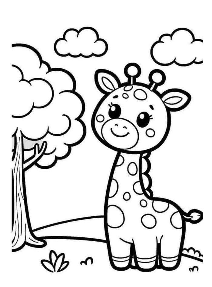 Hình phác họa chú hươu thân thiện cho bé