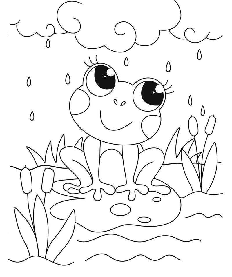Hình phác họa ếch cartoon giúp bé luyện tô