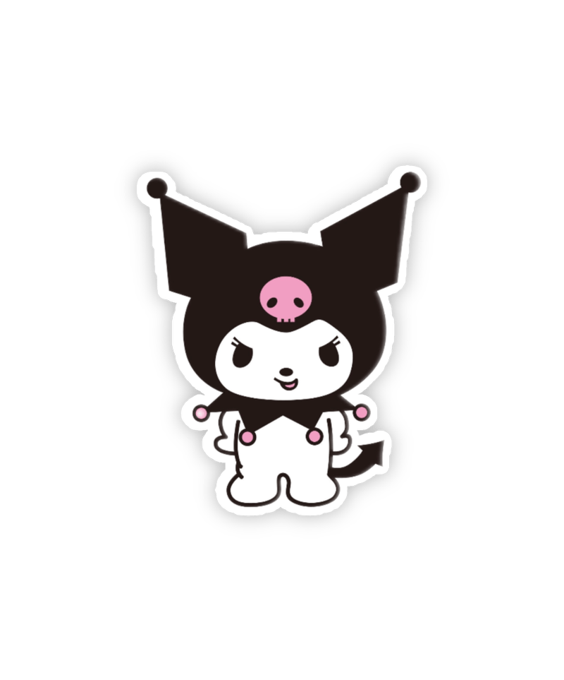 Hình sticker Kuromi đáng yêu đứng nghiêm mắt tròn