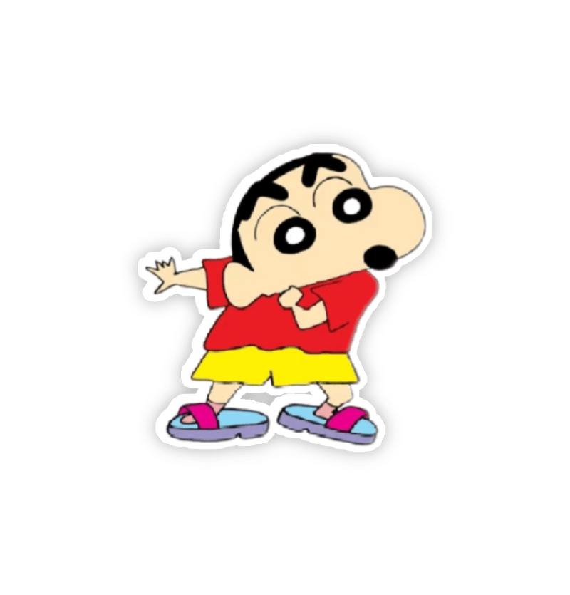 Hình sticker Shin cậu bé bút chì đeo dép khổng lồ