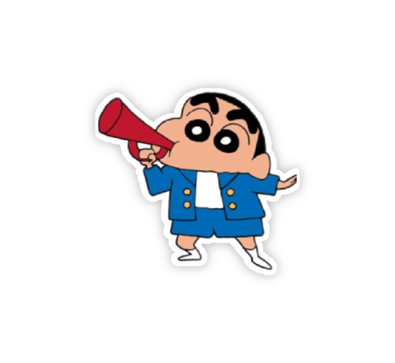 Hình sticker Shin đang thổi chiếc kèn màu đỏ