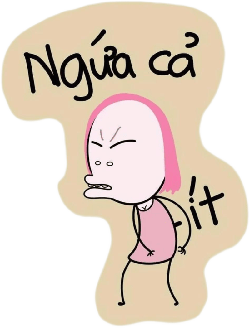 Hình sticker chữ ngứa cả đít