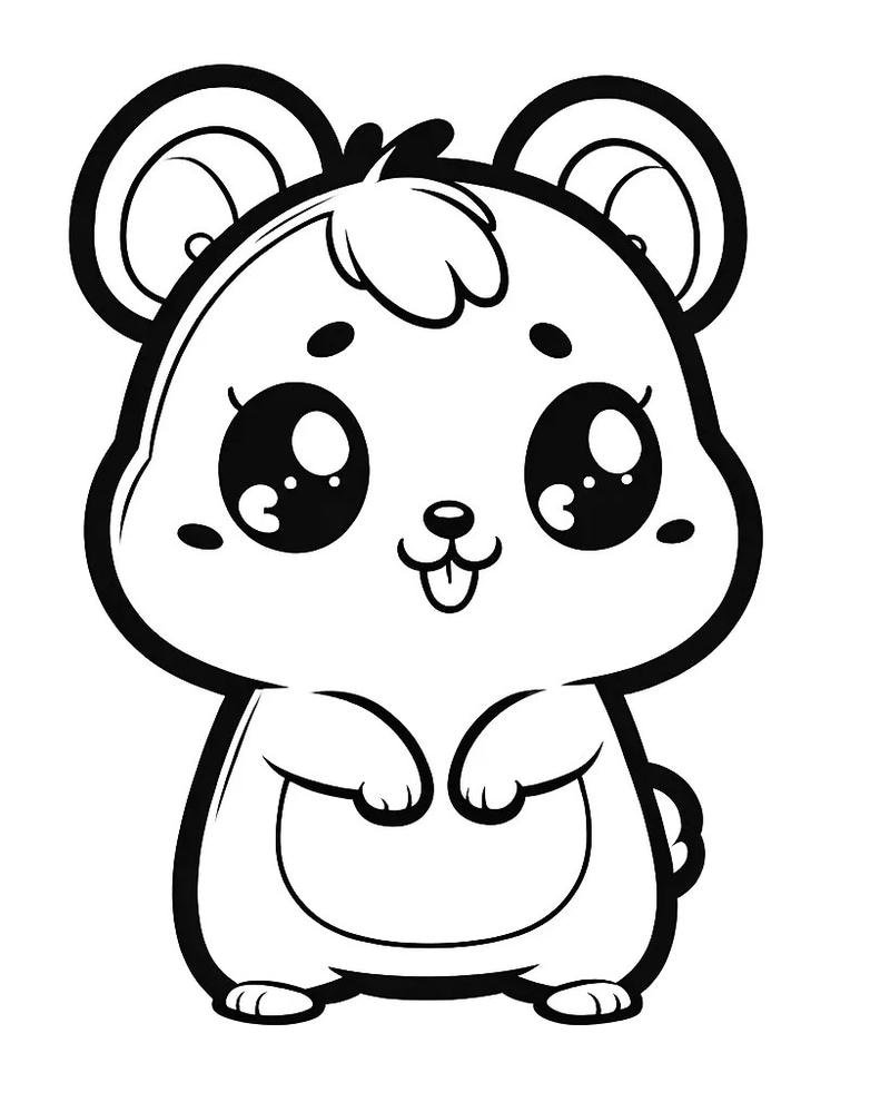 Hình tô màu con chuột phong cách hoạt hình đơn giản