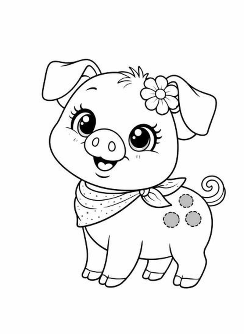 Hình tô màu con lợn đơn giản cho trẻ em