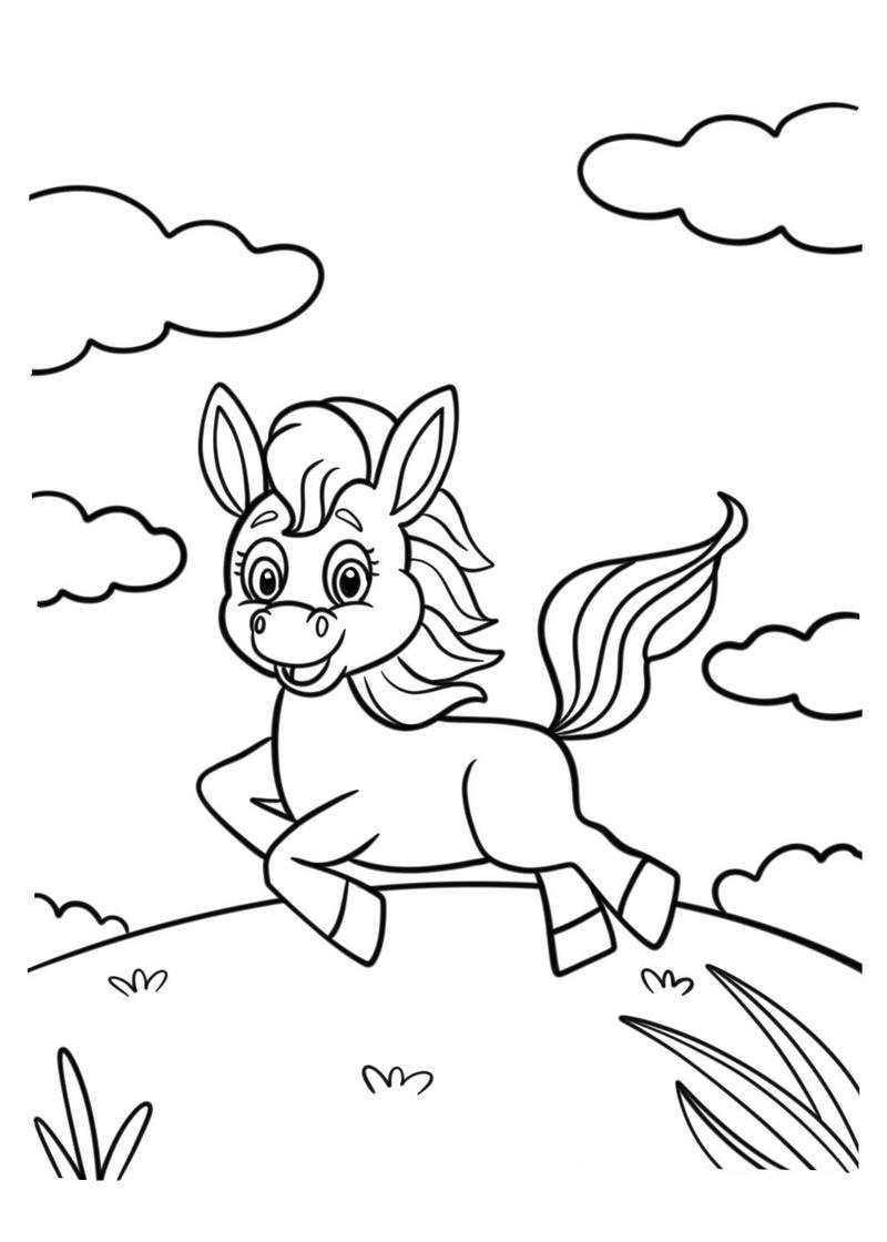 Hình tô màu con ngựa pony nhỏ xinh đáng yêu