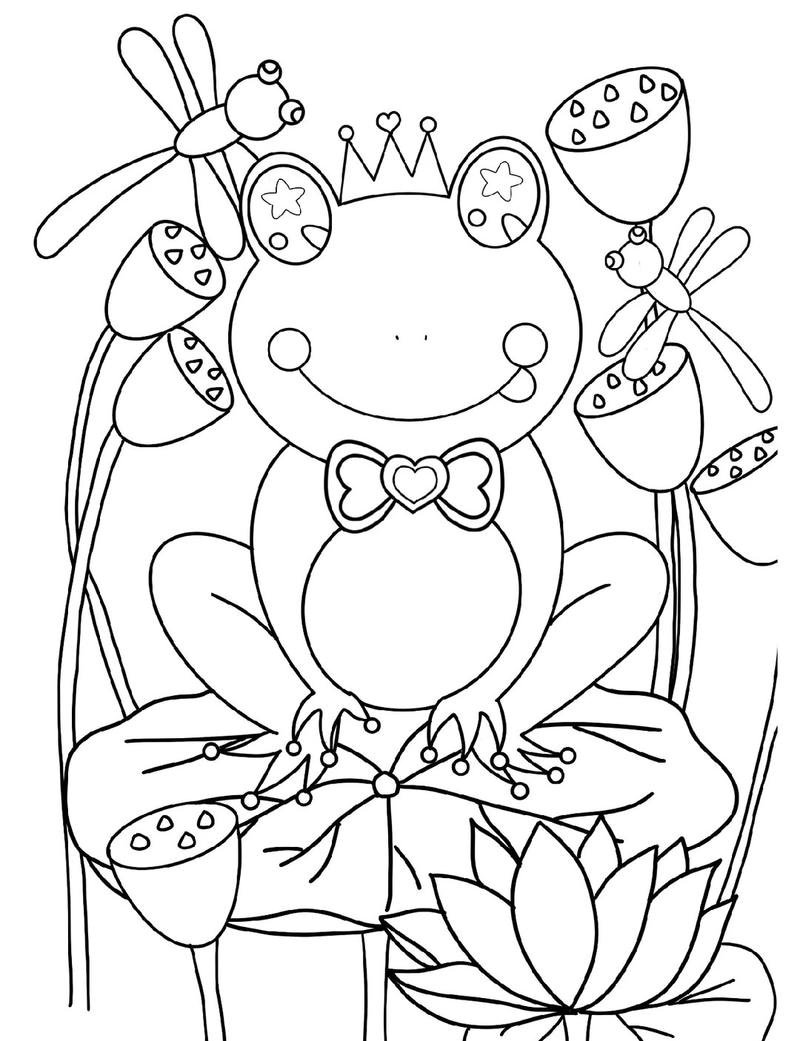 Hình tô màu hình con ếch hoạt hình đáng yêu