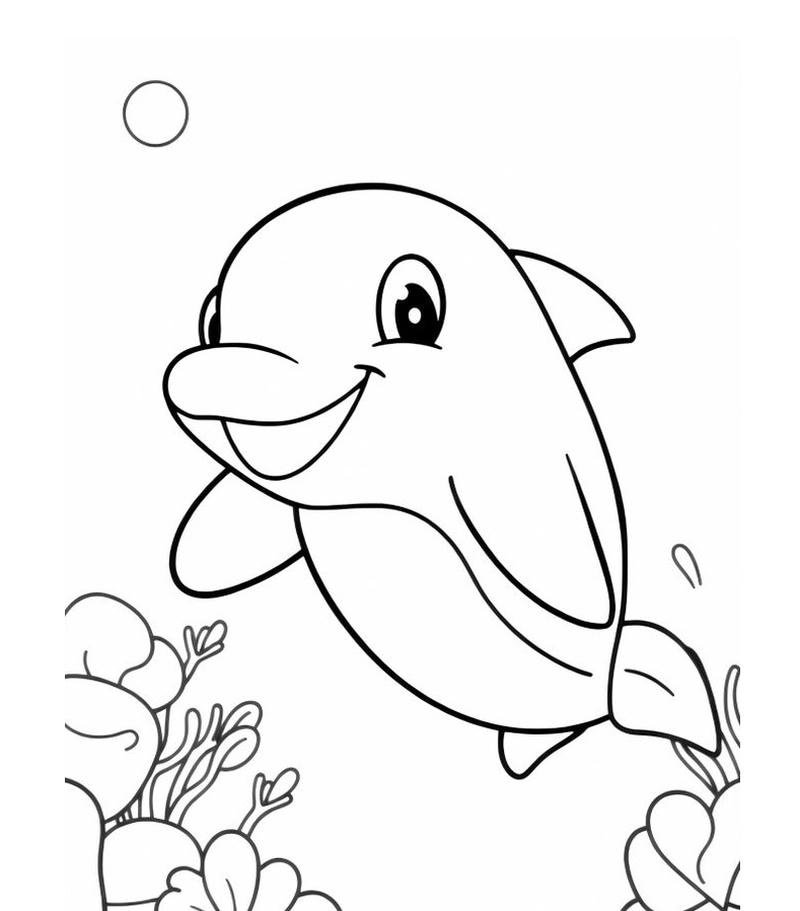 Hình vẽ cá heo nhảy lên khỏi mặt nước cho bé