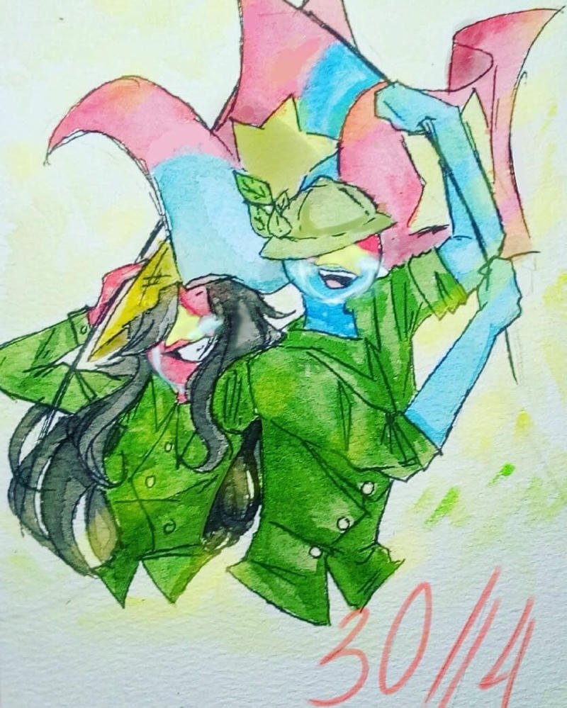 Hình vẽ chú bộ đội cầm súng canh gác biên giới