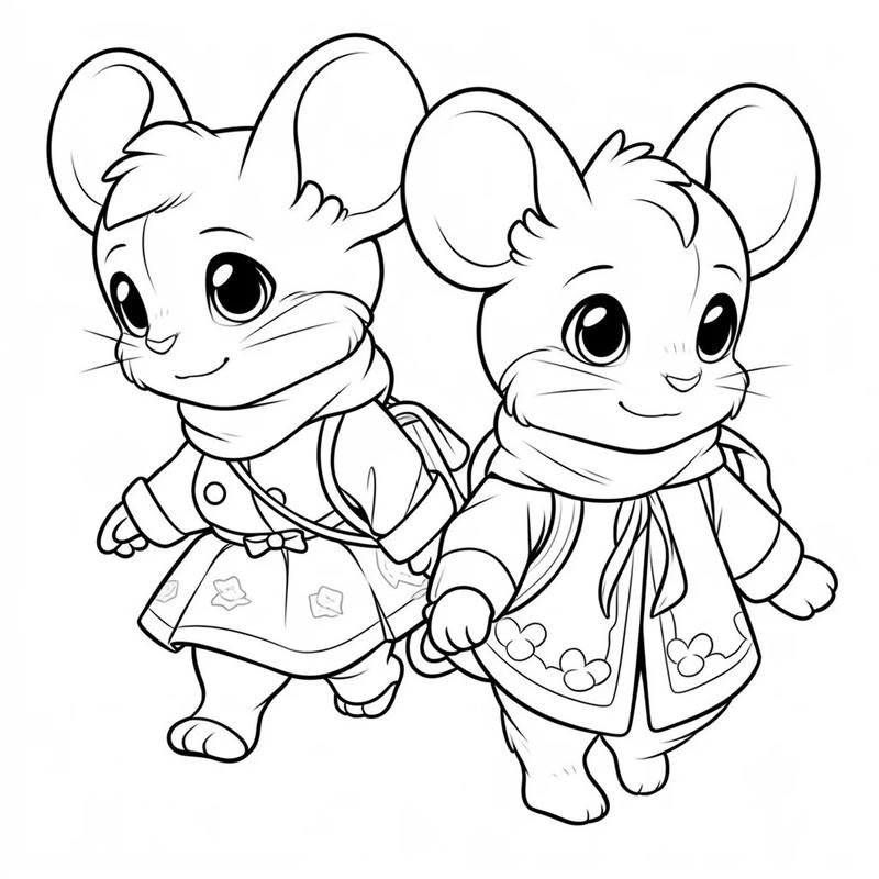 Hình vẽ chú chuột cute cho trẻ em tập tô