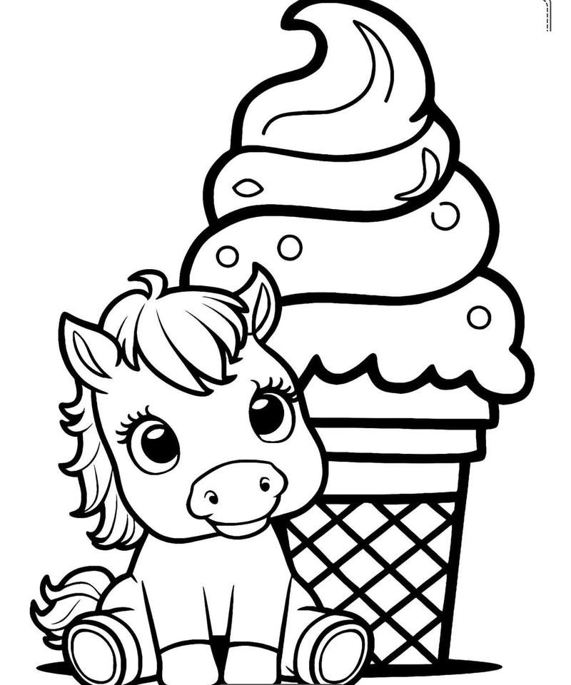 Hình vẽ chú ngựa con đang chạy cho bé tô màu