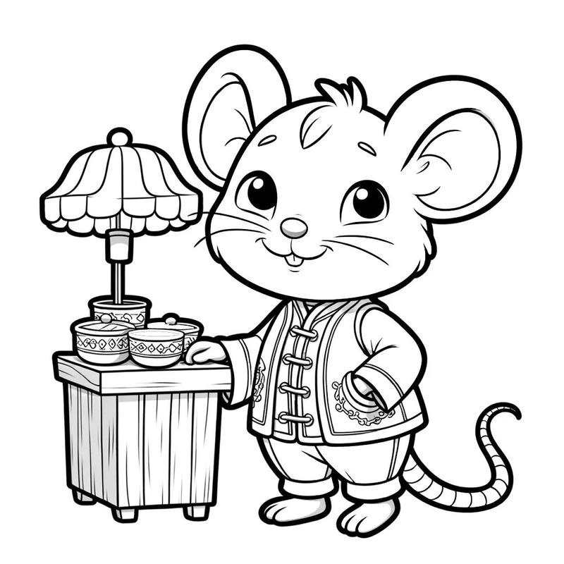 Hình vẽ con chuột đơn giản giúp trẻ luyện tô
