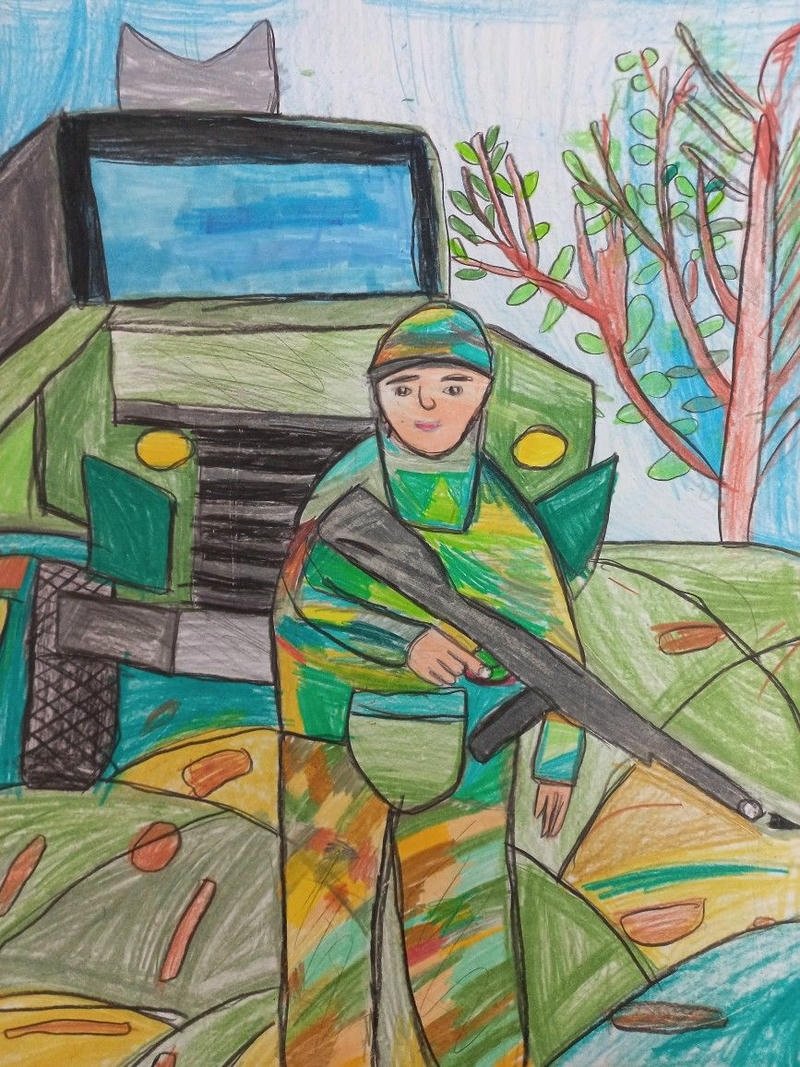 Hình vẽ em yêu chú bộ đội tranh vẽ đơn giản