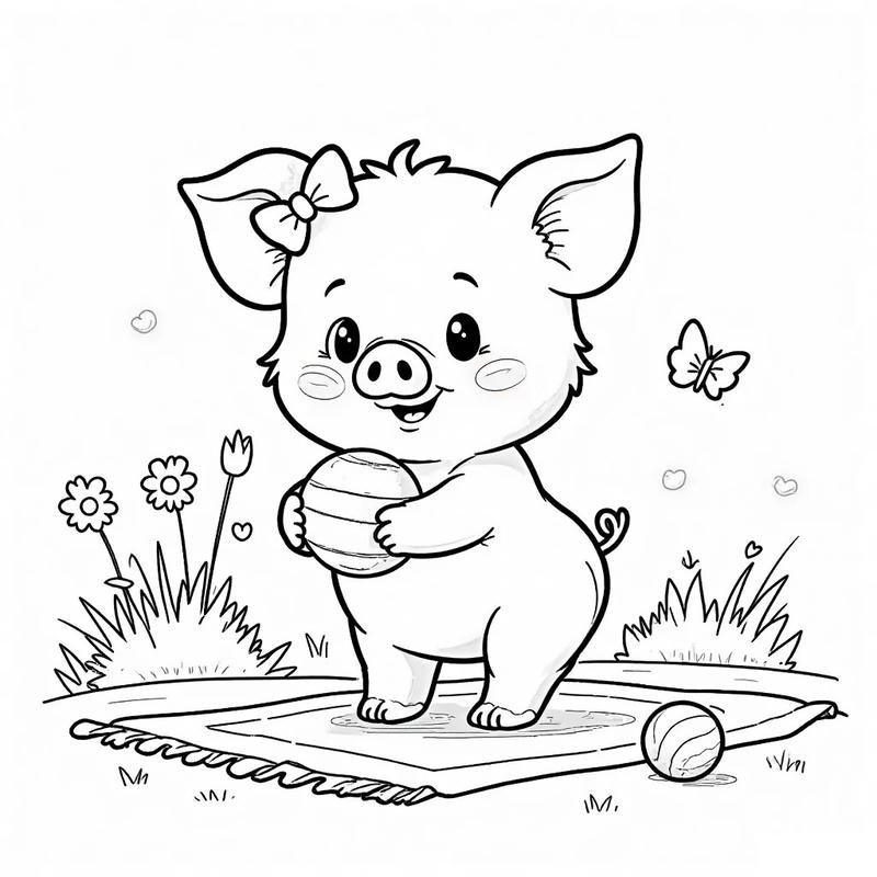 Hình vẽ heo con cartoon đơn giản cho bé