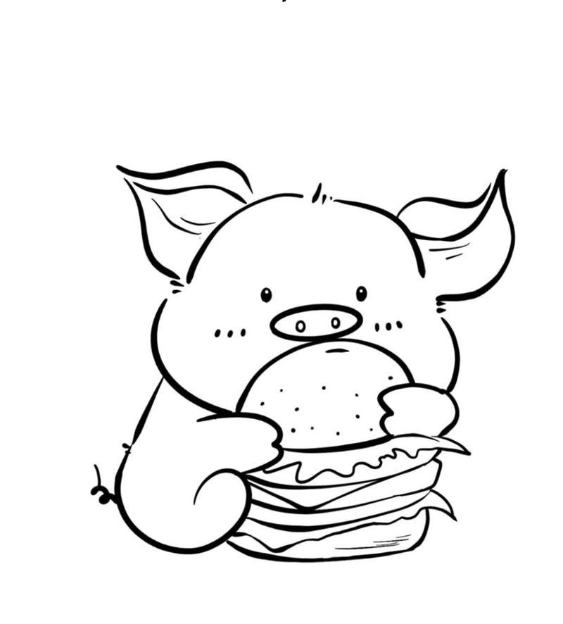 Hình vẽ heo con dễ thương cho bé luyện màu