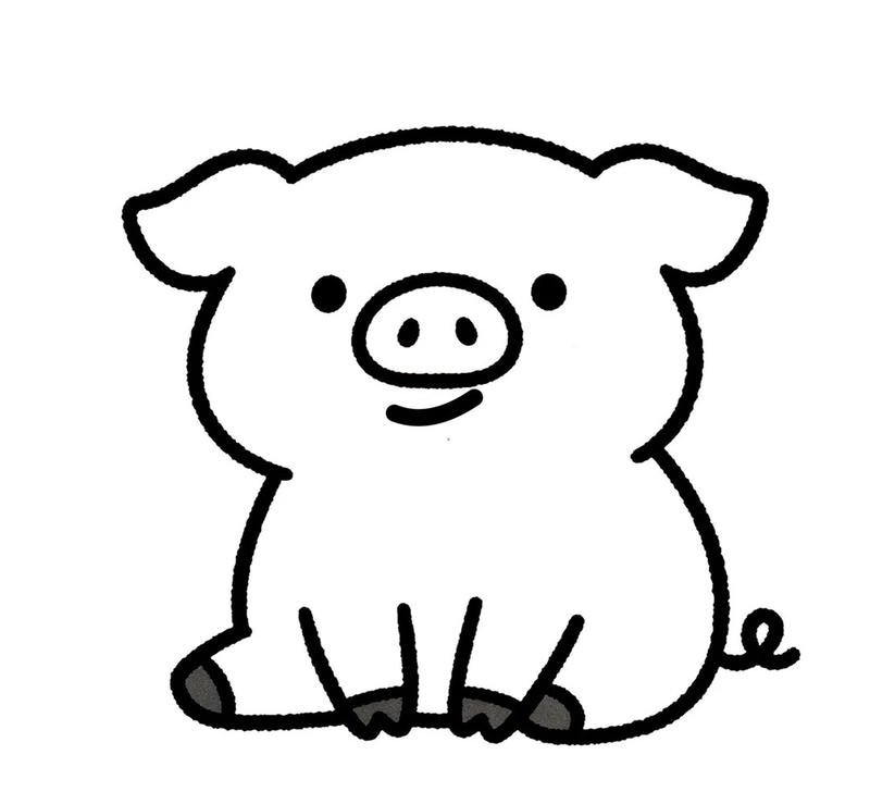 Hình vẽ heo con đơn giản cho bé tập tô