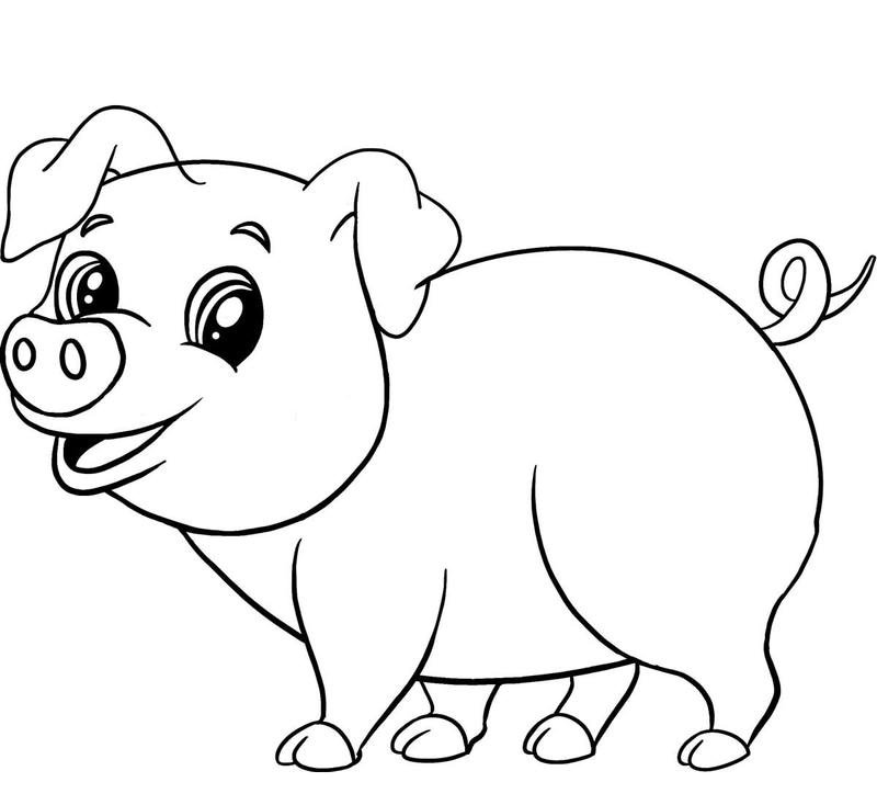 Hình vẽ heo con ngộ nghĩnh cho trẻ mầm non