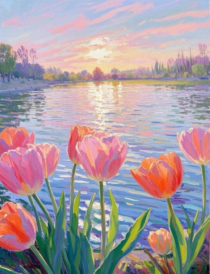 Hình vẽ hoa tulip chi tiết rõ ràng thiên nhiên