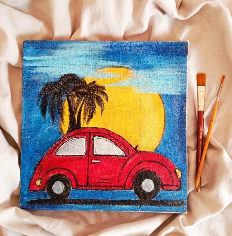 Hình vẽ xe ô tô đơn giản cho trẻ em