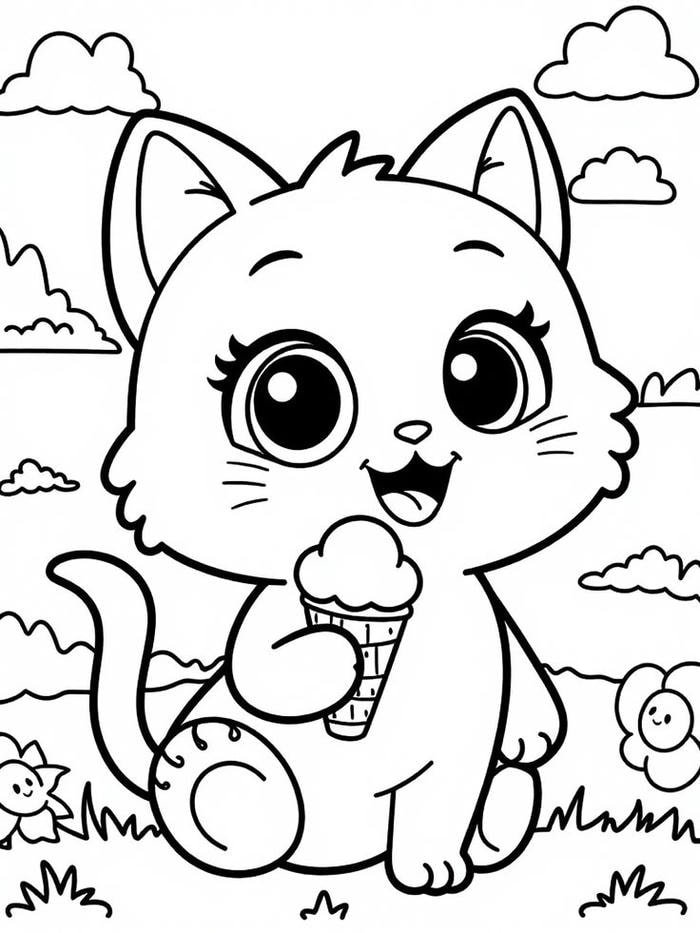 In tranh tô màu con mèo dành cho bé