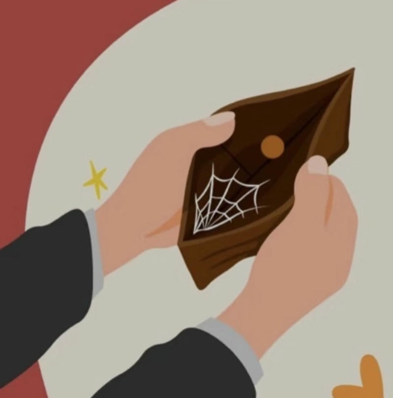 Khoảnh khắc hài hước nhìn ví trống meme ví rỗng