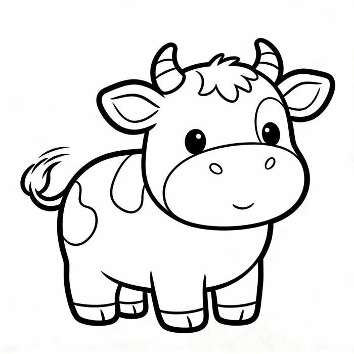 Khung cảnh đồng quê hình con bò tô màu