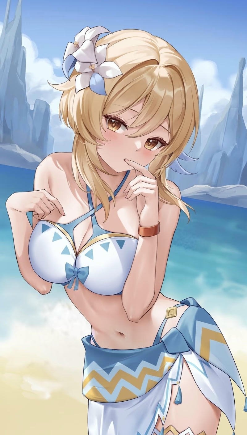 Khung hình rực rỡ với gái anime mặc bikini nổi bật