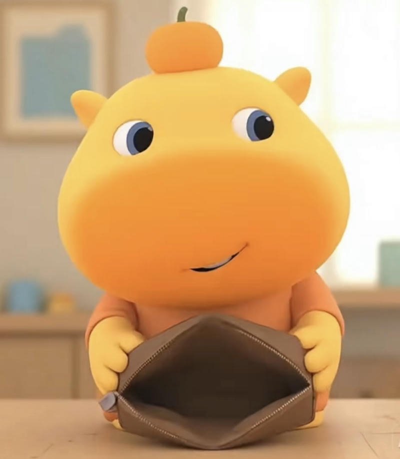 Khủng long vàng lật ví không còn tiền meme ví rỗng