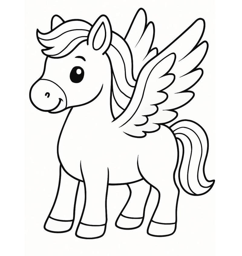 Mẫu hình vẽ chú ngựa hoạt hình đơn giản cho bé