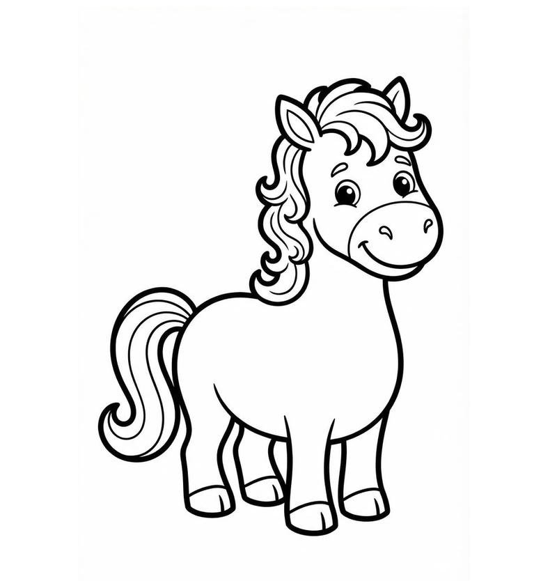 Mẫu hình vẽ ngựa pony hoạt hình dễ thương cho trẻ