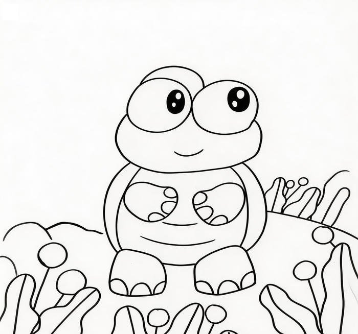 Mẫu in đen trắng rõ nét tranh tô màu con rùa