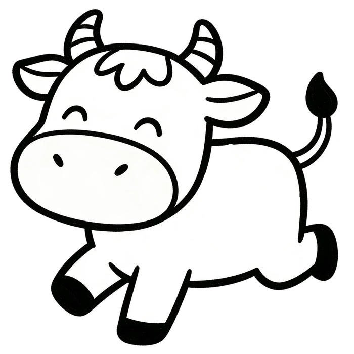 Mẫu in hình ảnh con bò cho bé tô màu