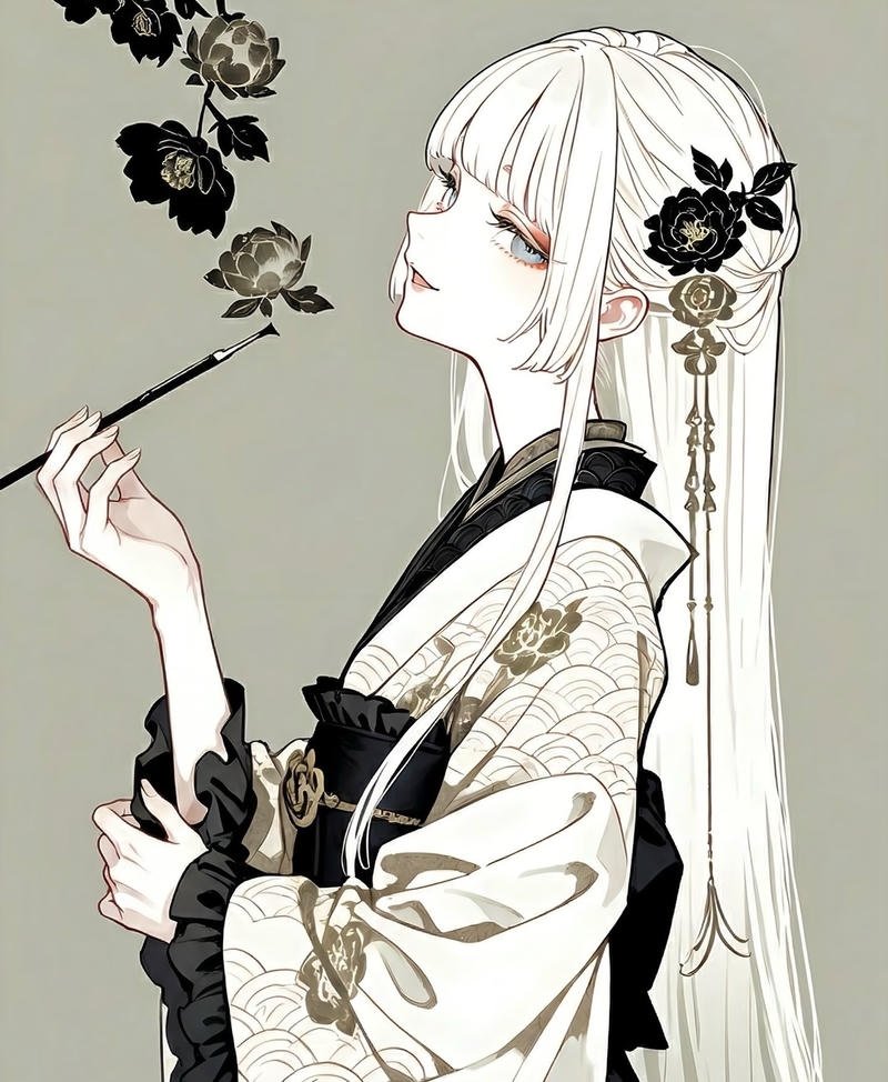 Màu sắc nhẹ nhàng giúp ảnh anime girl tóc trắng hài hòa