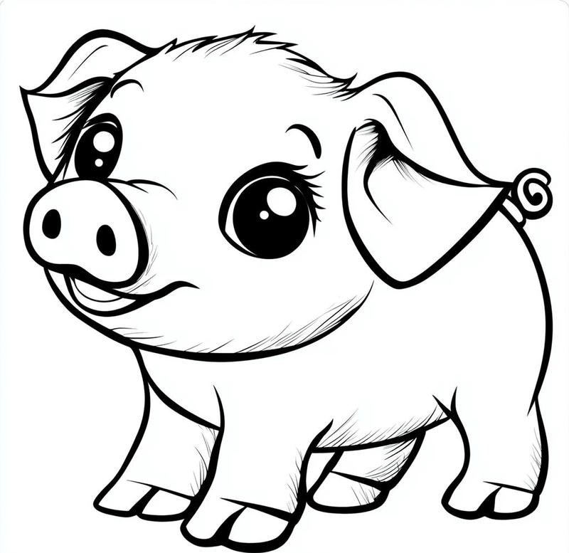 Mẫu tô màu con heo dễ thương cho bé tập vẽ