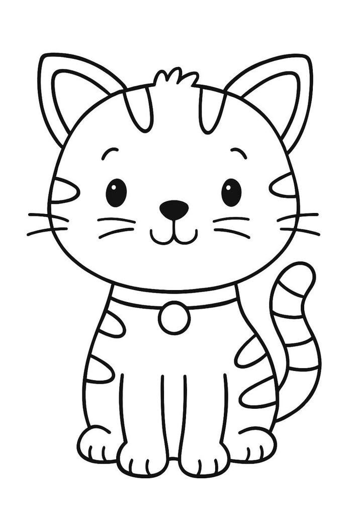 Mẫu tranh tô màu con mèo cho bé tập tô