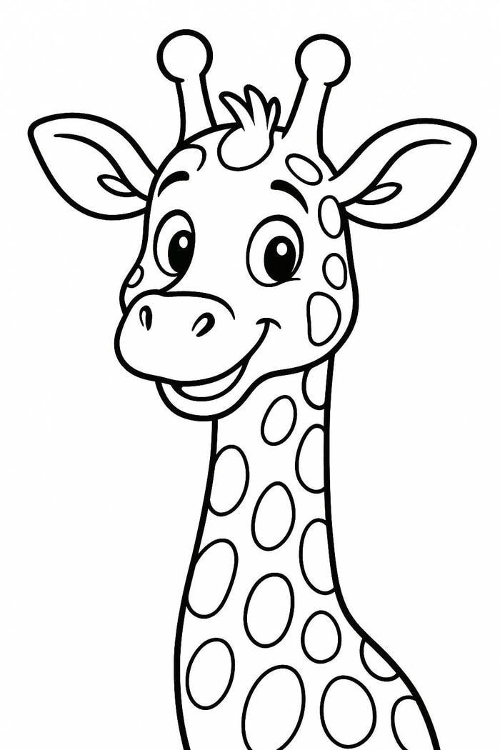 Mẫu tranh tô màu hình con hươu cao cổ nét