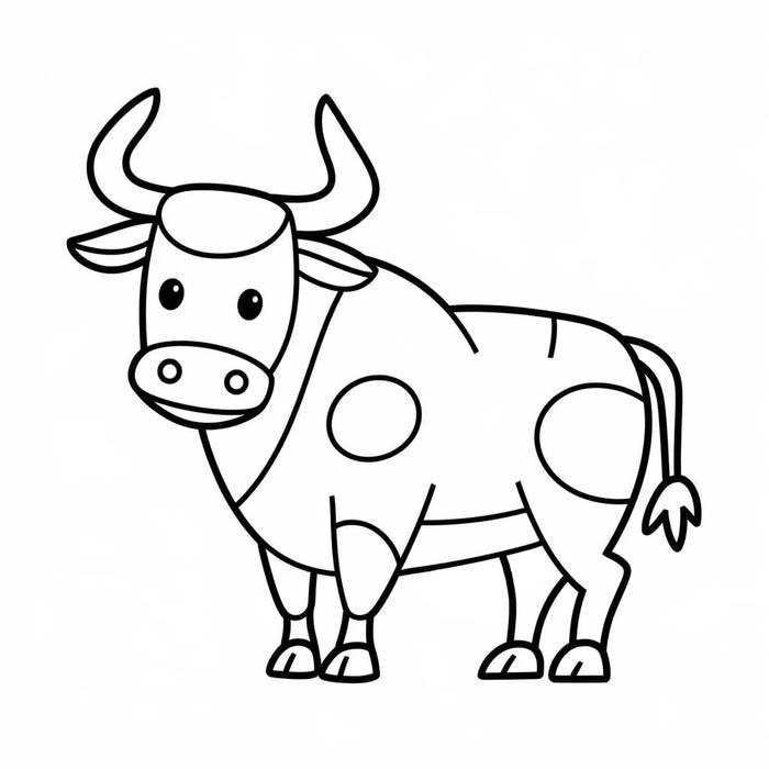 Mẫu vẽ bò con phong cách hoạt hình thân thiện