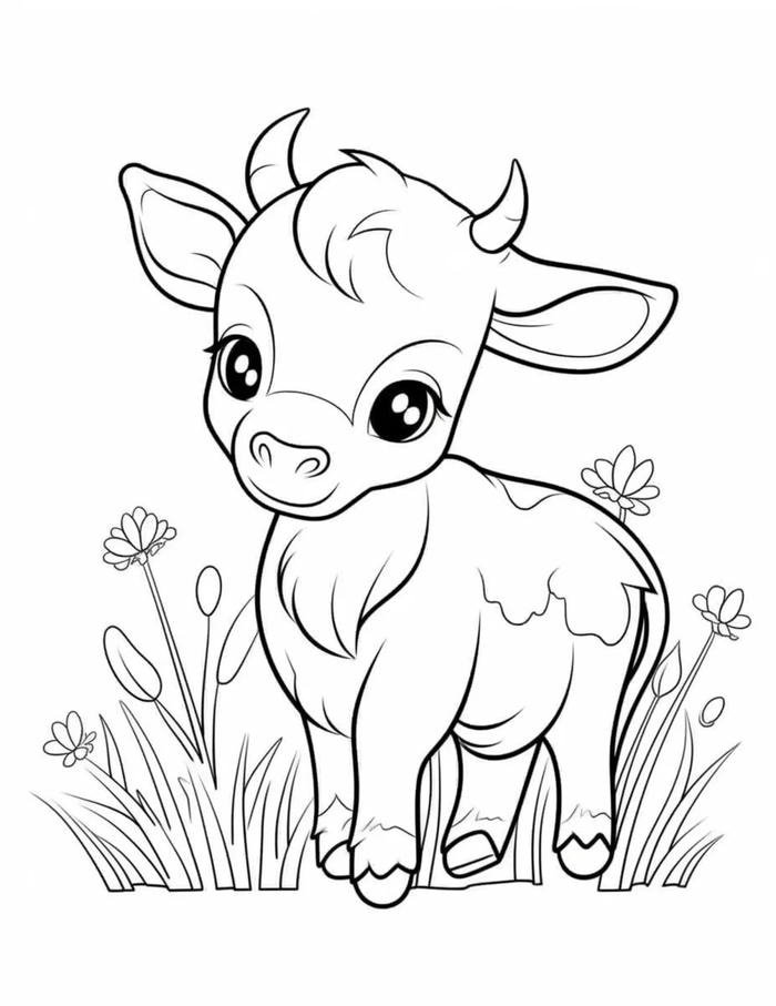 Mẫu vẽ bò sữa nét to dành cho bé yêu