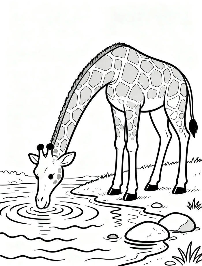 Mẫu vẽ đơn giản chủ đề hươu cổ cao