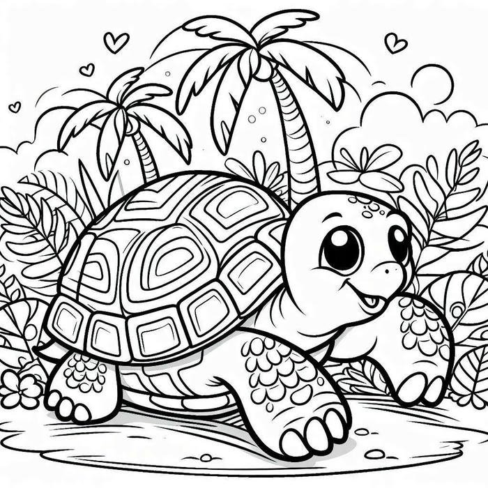 Mẫu vẽ rùa đáng yêu trong tranh tô màu con rùa