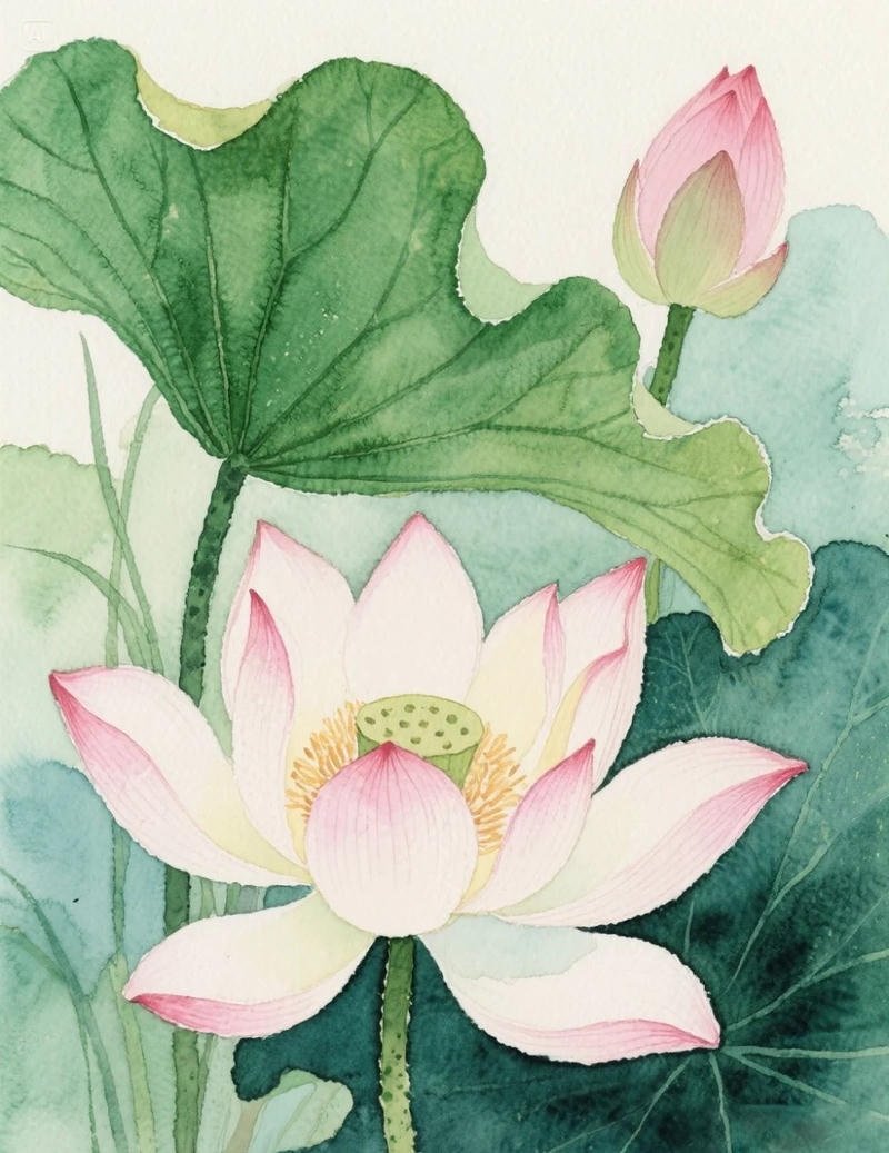 Mẫu vẽ tranh hoa sen trong đầm sen thiên nhiên