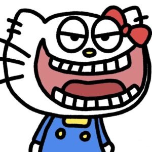 Meme Hello Kitty bựa gương mặt troll miệng rộng