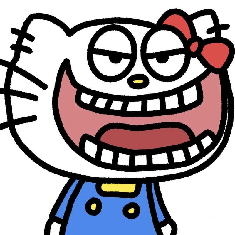 Meme Hello Kitty bựa gương mặt troll miệng rộng