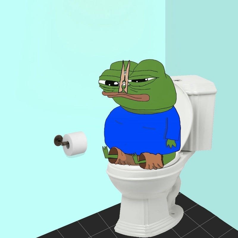 Meme ếch xanh bựa đang đi vệ sinh