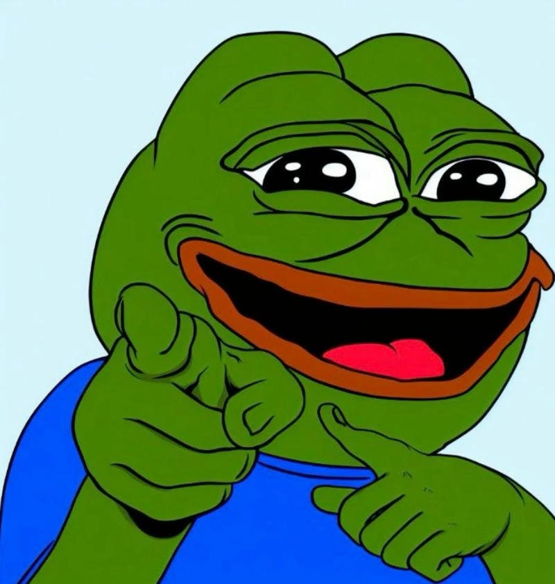 Meme ếch xanh bựa gương mặt buồn cười đang chỉ tay